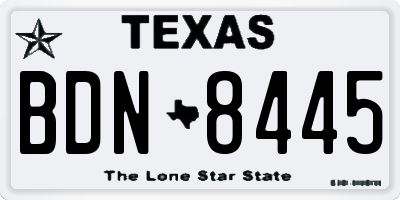 TX license plate BDN8445