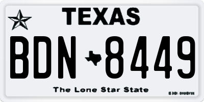 TX license plate BDN8449