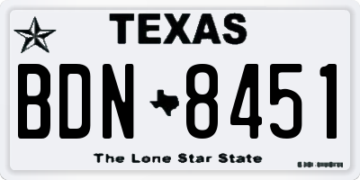 TX license plate BDN8451