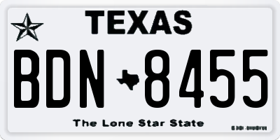 TX license plate BDN8455
