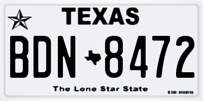 TX license plate BDN8472