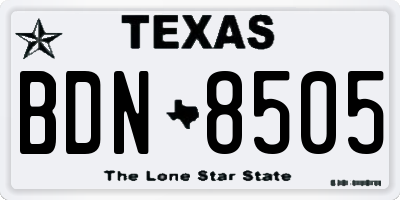TX license plate BDN8505