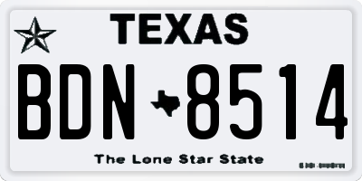 TX license plate BDN8514