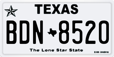 TX license plate BDN8520