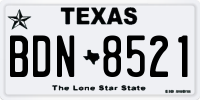 TX license plate BDN8521