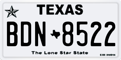 TX license plate BDN8522