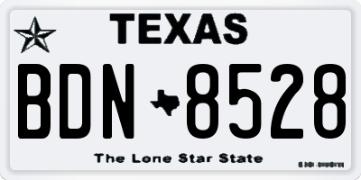 TX license plate BDN8528