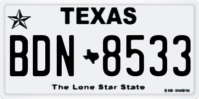 TX license plate BDN8533