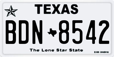 TX license plate BDN8542