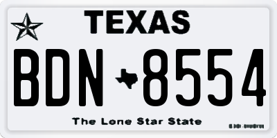 TX license plate BDN8554