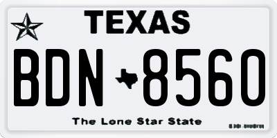 TX license plate BDN8560