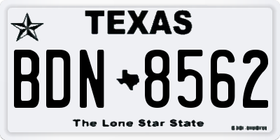 TX license plate BDN8562