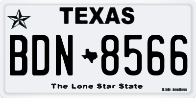 TX license plate BDN8566
