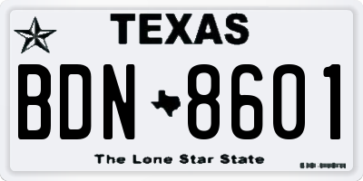 TX license plate BDN8601
