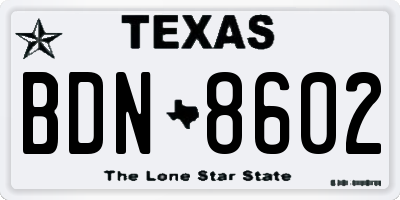 TX license plate BDN8602