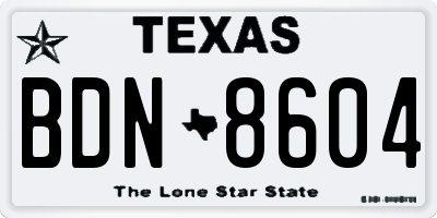 TX license plate BDN8604