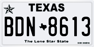 TX license plate BDN8613