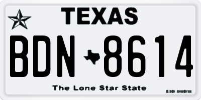 TX license plate BDN8614