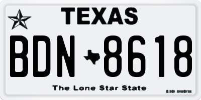 TX license plate BDN8618