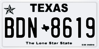 TX license plate BDN8619
