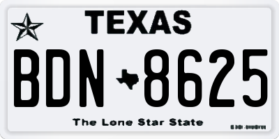 TX license plate BDN8625