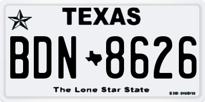 TX license plate BDN8626