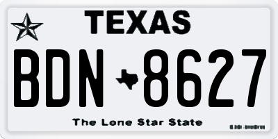 TX license plate BDN8627