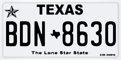 TX license plate BDN8630