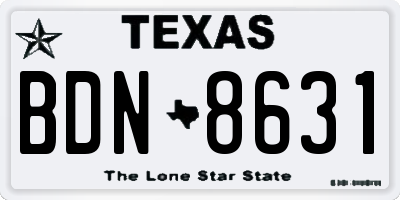 TX license plate BDN8631
