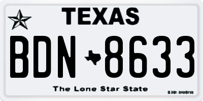 TX license plate BDN8633