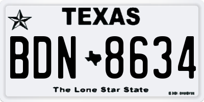 TX license plate BDN8634