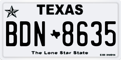 TX license plate BDN8635