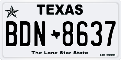 TX license plate BDN8637