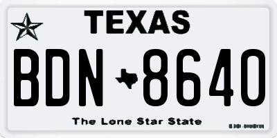 TX license plate BDN8640