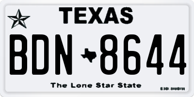 TX license plate BDN8644