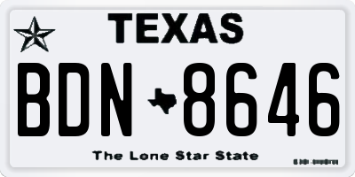TX license plate BDN8646
