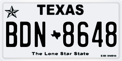 TX license plate BDN8648