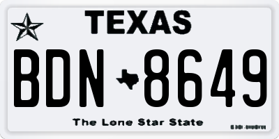 TX license plate BDN8649