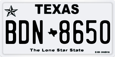 TX license plate BDN8650