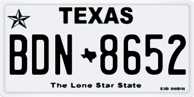 TX license plate BDN8652