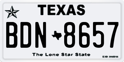 TX license plate BDN8657