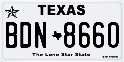 TX license plate BDN8660