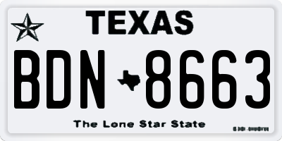 TX license plate BDN8663