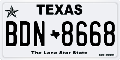 TX license plate BDN8668