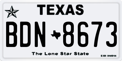 TX license plate BDN8673