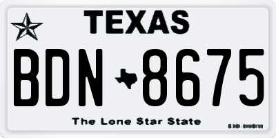 TX license plate BDN8675