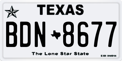 TX license plate BDN8677