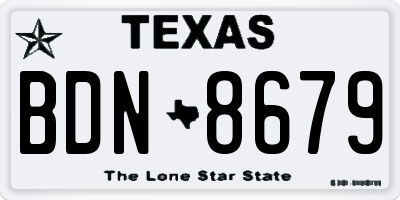TX license plate BDN8679