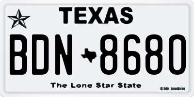 TX license plate BDN8680