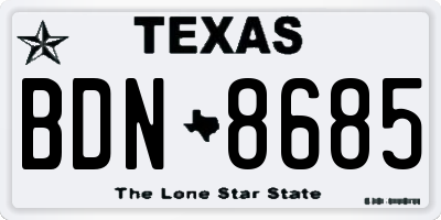 TX license plate BDN8685